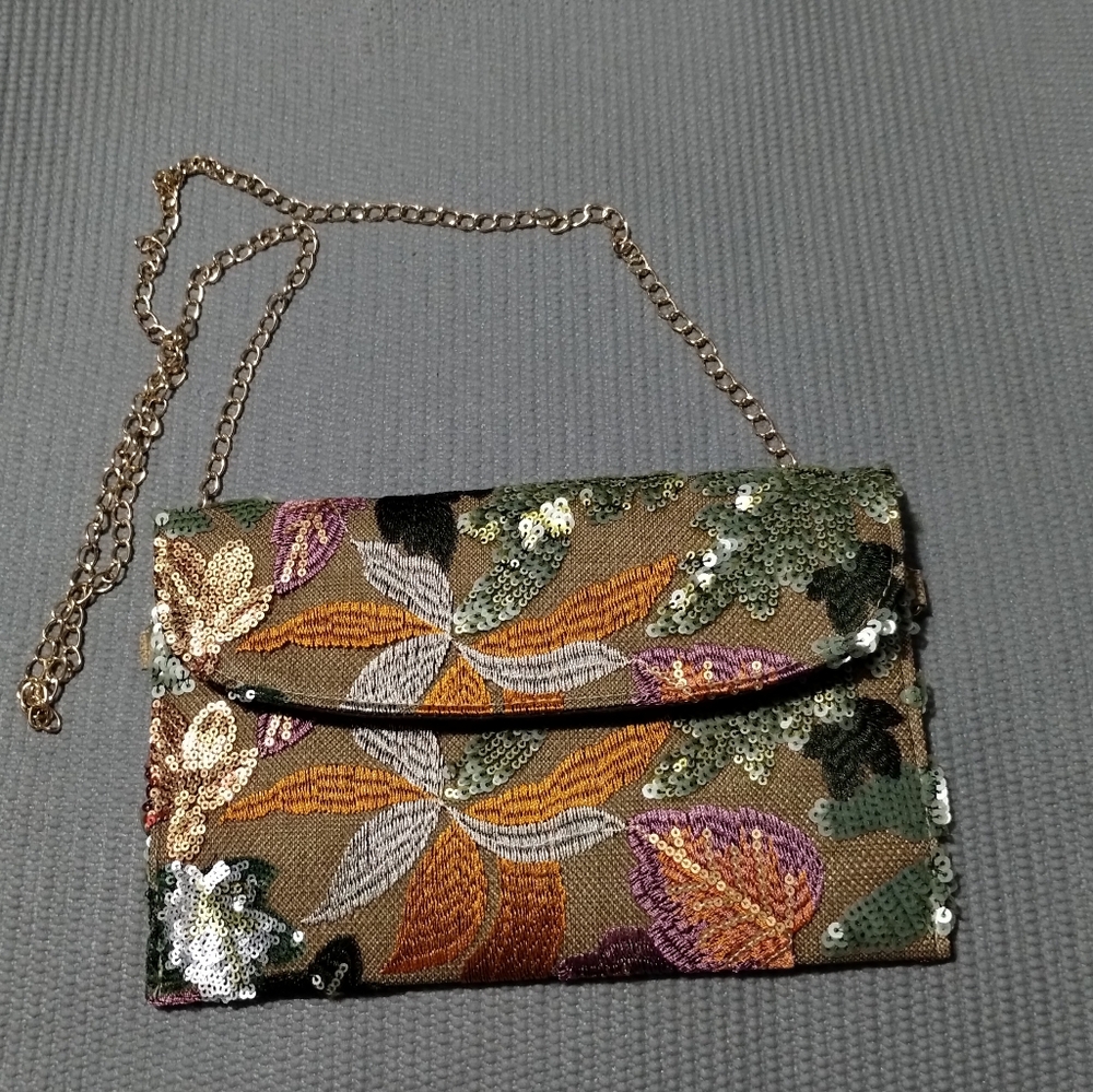 & Other Stories Multicolor Floral Sequin Clutch